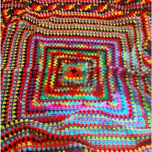 Hand Made Vintage Crochet Blanket  53” X 53”